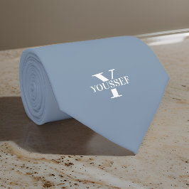 Dusty Blue Minimalist monogram Stropdas