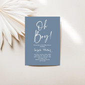 Dusty Blue minimalist Oh baby shower uitnodiging