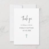 Dusty Blue Minimalist Photo Baptisme  Bedankkaart (Voorkant)