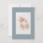 Dusty Blue Minimalist Photo Baptisme  Bedankkaart (Achterkant)