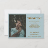 Dusty Blue Minimalist Photo Funeral Sympathy Bedankkaart (Voorkant)