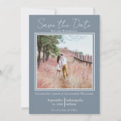 Dusty Blue Minimalist Photo Save the Date (Voorkant)