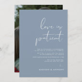 Dusty Blue Minimalist Photo Wedding Postponement Aankondiging (Voorkant / Achterkant)