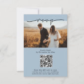 Dusty Blue Minimalist QR-code Fotobruiloft RSVP Kaartje (Voorkant)