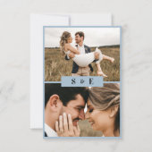 Dusty Blue Minimalist QR-code Fotobruiloft RSVP Kaartje (Achterkant)