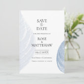 Dusty blue Minimalist Save the Date Invitation Kaart (Staand voorkant)