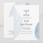 Dusty blue Minimalist Save the Date Invitation Kaart (Voorkant / Achterkant)