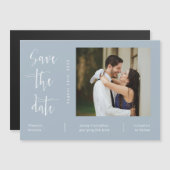 Dusty Blue Minimalist Save the Date Photo Magnet Magnetische Uitnodiging (Voorkant / Achterkant)