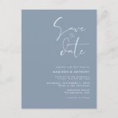 Dusty Blue Minimalist Save the Date Weduwfoto Uitnodiging Briefkaart (Voorkant)