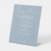 Dusty Blue Minimalist Script Bar Menu Reclamebord Met Voetstuk (Voorkant)