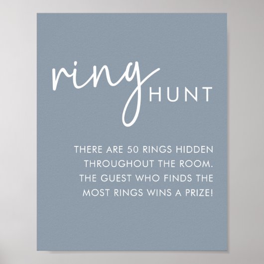 Dusty Blue Minimalist Script Douche Ring Hunt Poster (Voorkant)
