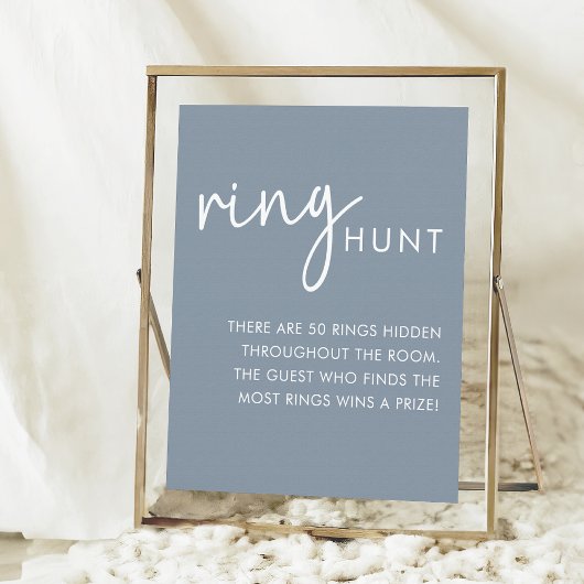 Dusty Blue Minimalist Script Douche Ring Hunt Poster