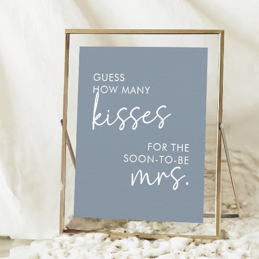 Dusty Blue Minimalist Script Hoeveel Kussen Spel Poster