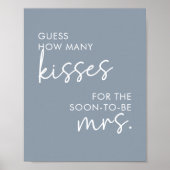 Dusty Blue Minimalist Script Hoeveel Kussen Spel Poster (Voorkant)