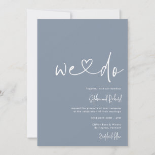 Dusty Blue Minimalist Script Modern Wedding Kaart