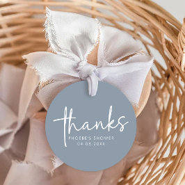 Dusty Blue Minimalist Script-Vrijgezellenfeest Bedankjes Labels