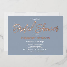 Dusty Blue Minimalist Script-Vrijgezellenfeest Folie Uitnodiging