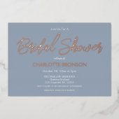 Dusty Blue Minimalist Script-Vrijgezellenfeest Folie Uitnodiging (Voorkant)