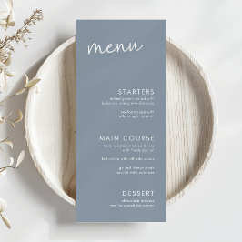 Dusty Blue Minimalist Script-Vrijgezellenfeest Menu