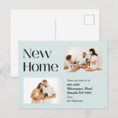 Dusty Blue Minimalist Two Photo New Home Moving Aankondigingskaart (Voorkant / Achterkant)