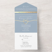 Dusty Blue Minimalist Wedding All In One Uitnodiging (Binnen)