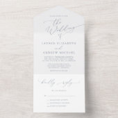 Dusty Blue Minimalist Wedding All In One Uitnodiging (Binnen)