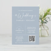 Dusty Blue Minimalist Wedding Arch QR Code Foto Kaart (Staand voorkant)