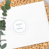 Dusty Blue Minimalist Wedding Bride Groom Favor Ronde Sticker