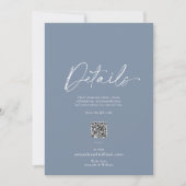 Dusty Blue Minimalist Wedding Details Card Kaart (Voorkant)