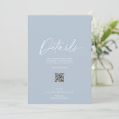 Dusty Blue Minimalist Wedding Details Card Kaart (Staand voorkant)
