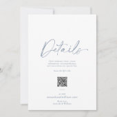 Dusty Blue Minimalist Wedding Details Kaart (Voorkant)