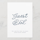 Dusty Blue Minimalist Wedding Guest Book Sign Kaart (Voorkant)