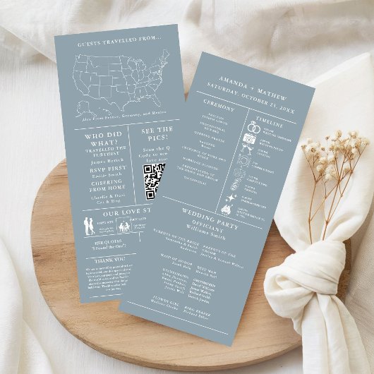 Dusty blue Minimalist Wedding Infographic Programm