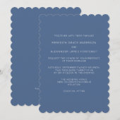 Dusty Blue Minimalist Wedding Invitation Kaart (Voorkant / Achterkant)