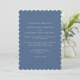 Dusty Blue Minimalist Wedding Invitation Kaart