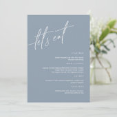 Dusty Blue Minimalist Wedding Menu Kaart (Staand voorkant)
