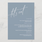 Dusty Blue Minimalist Wedding Menu Kaart (Voorkant)
