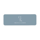 Dusty Blue Minimalist Wedding Monogram Etiket (Voorkant)