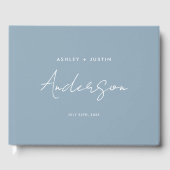 Dusty Blue Minimalist Wedding Personalized Gastenboek (Voorkant)