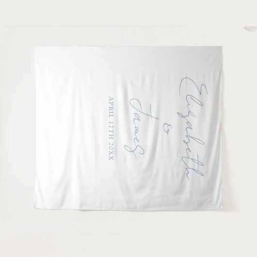 Dusty Blue Minimalist Wedding Photo Achtergrond Wandkleed (Voorkant (horizontaal))