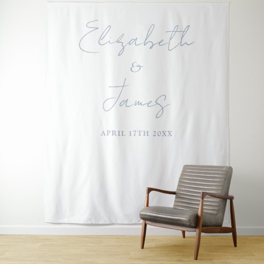 Dusty Blue Minimalist Wedding Photo Achtergrond Wandkleed (In situ)