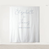 Dusty Blue Minimalist Wedding Photo Achtergrond Wandkleed (Voorkant)