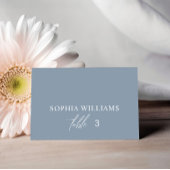 Dusty Blue Minimalist Wedding Place Card Kaart