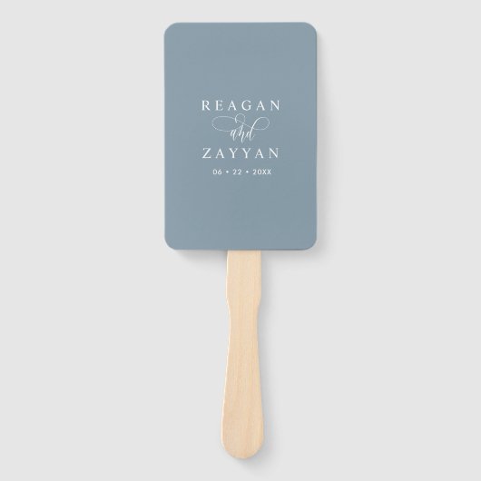 Dusty Blue Minimalist Wedding Programme Handwaaier (Voorkant)