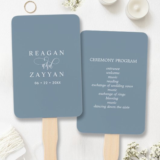 Dusty Blue Minimalist Wedding Programme Handwaaier