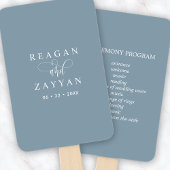 Dusty Blue Minimalist Wedding Programme Handwaaier