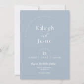 Dusty Blue Minimalist Wedding QR Code Foto Kaart (Voorkant)