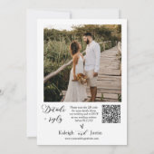 Dusty Blue Minimalist Wedding QR Code Foto Kaart (Achterkant)