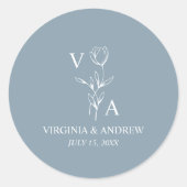 Dusty Blue Minimalist Wedding  Ronde Sticker (Voorkant)