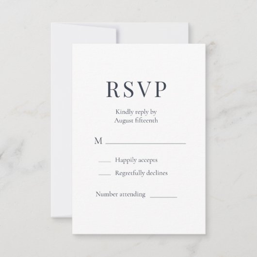Dusty Blue Minimalist Wedding RSVP  (Voorkant)
